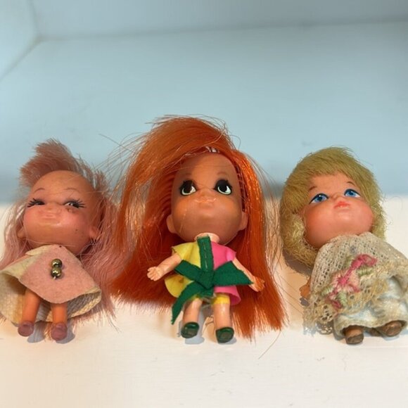 Vintage Lot Of 3 Liddle Kiddles red, pink & yellow hair used - Picture 7 of 10